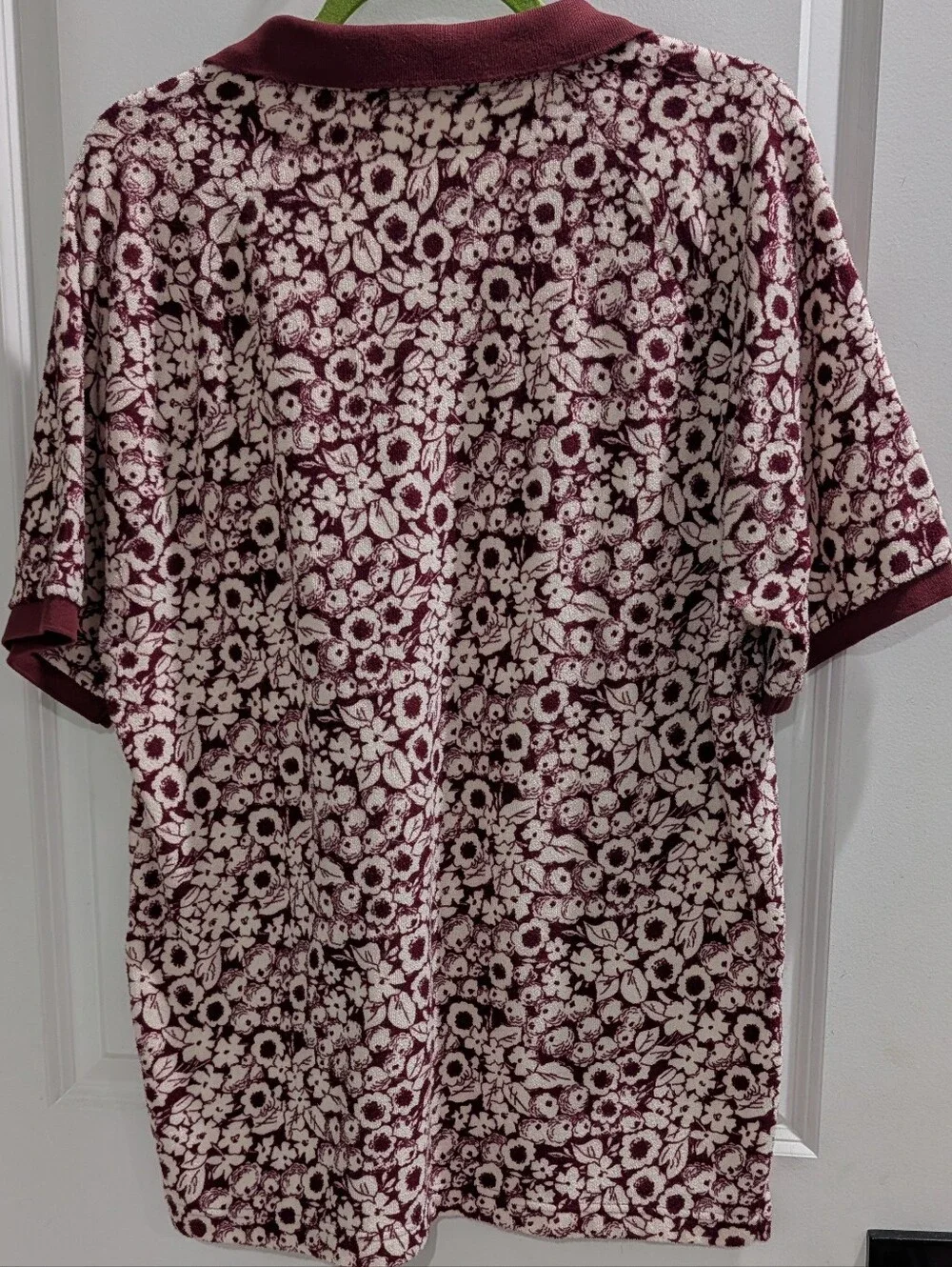 J. Crew Burgundy and Cream Floral Polo